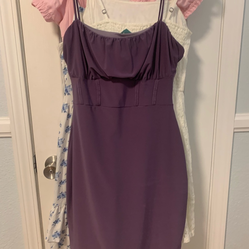 Purple slim mini party dress